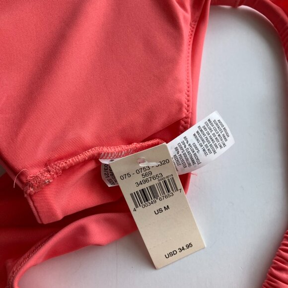 Aerie ruffle scoop bikini top size M in coral NWT - Picture 5 of 8